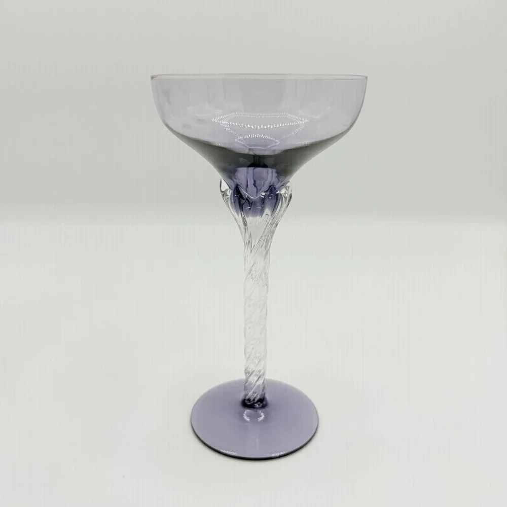 1960s Italian Blefeld Harlequin Twisted-Stem Champagne Coupes, Set of 3
